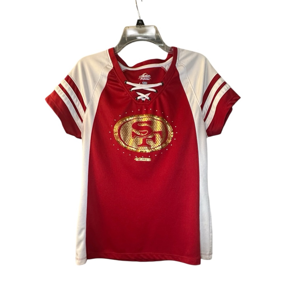 Majestic Red and White Short Sleeve Jersey